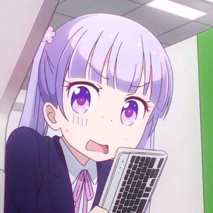 《NEW GAME!》凉风青叶可爱头像 紫色系二次元女生头像_9