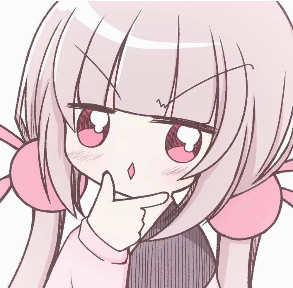 二次元粉色系大眼睛可爱卡通女头_6