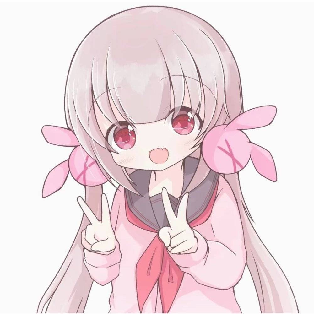 二次元粉色系大眼睛可爱卡通女头_7