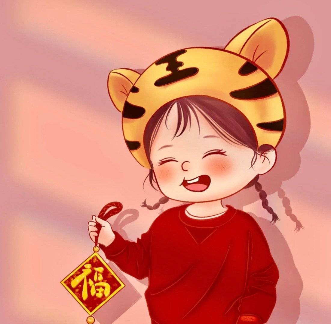 可爱卡通虎头帽情侣头像 一人一张_5