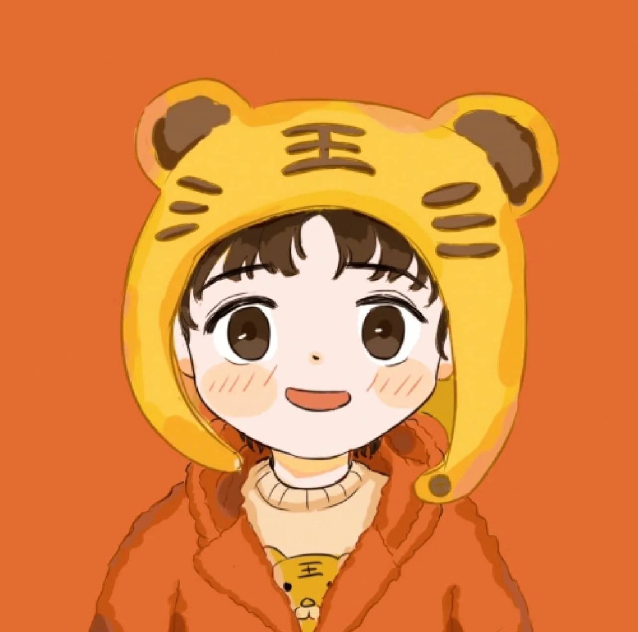 可爱卡通虎头帽情侣头像 一人一张_16