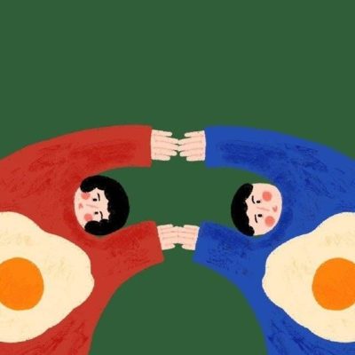 男女伸懒腰比心情侣头像