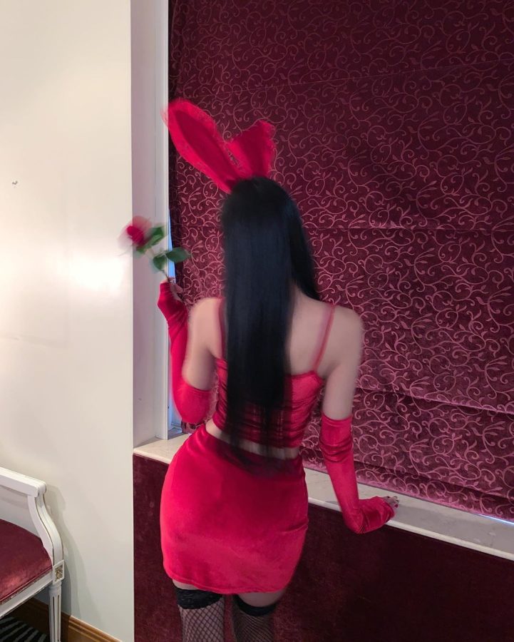 长耳朵红兔子女郎搭配黑网丝袜_2