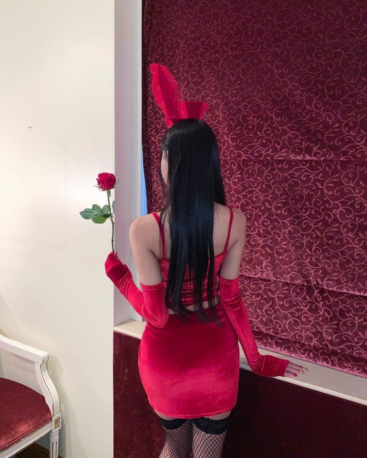 长耳朵红兔子女郎搭配黑网丝袜_6