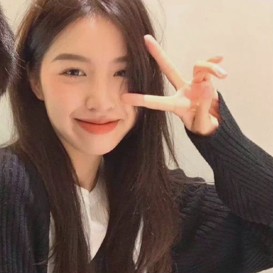 剪刀手比耶真人可爱甜美女生头像_3