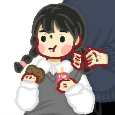 手绘可爱男女简单线条情侣头像 起司蛋糕头像作品！