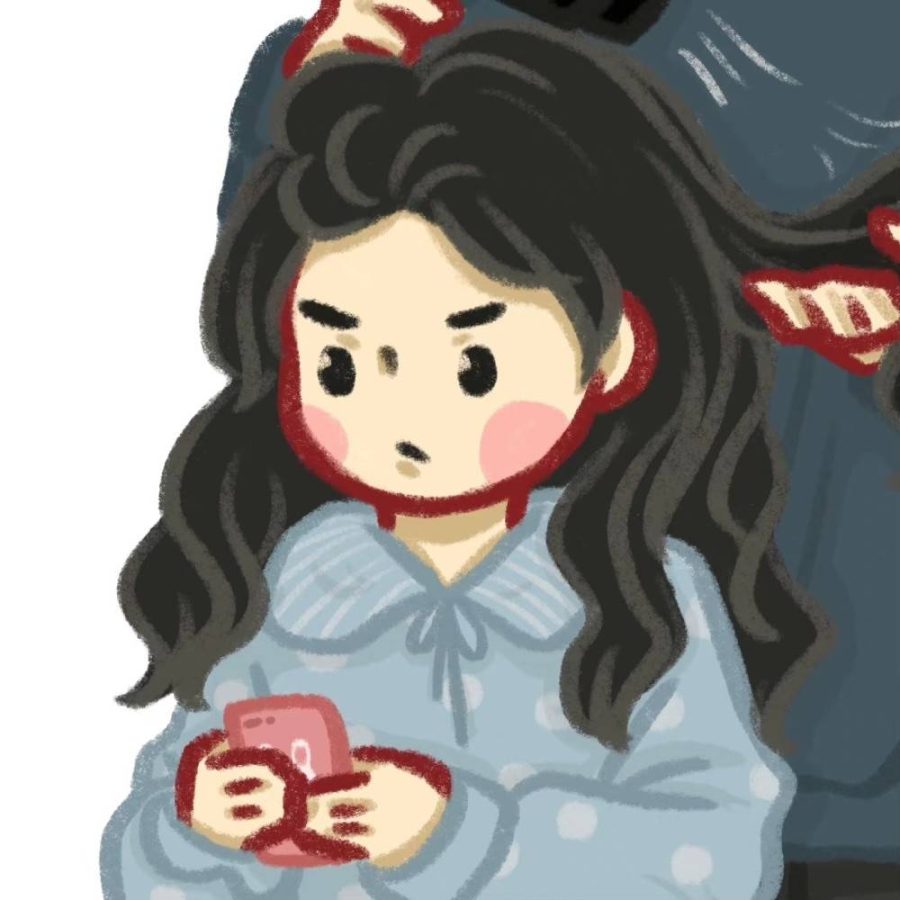 手绘可爱男女简单线条情侣头像 起司蛋糕头像作品！_4