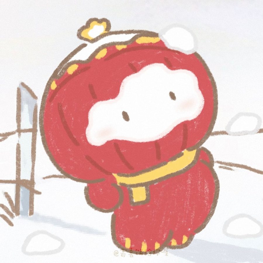 手绘冰墩墩雪绒绒可爱卡通cp头像 ！作者 寄喜饼给你喔_5