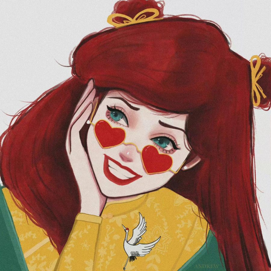 手绘新年装迪士尼公主，中国风大眼睛姑娘闺蜜头像_5
