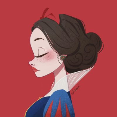 迪士尼公主侧脸侧颜手绘女生头像  作者：我_还没饱