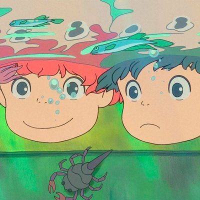 波妞和宗介的情侣头像，来自动漫《崖上的波妞》