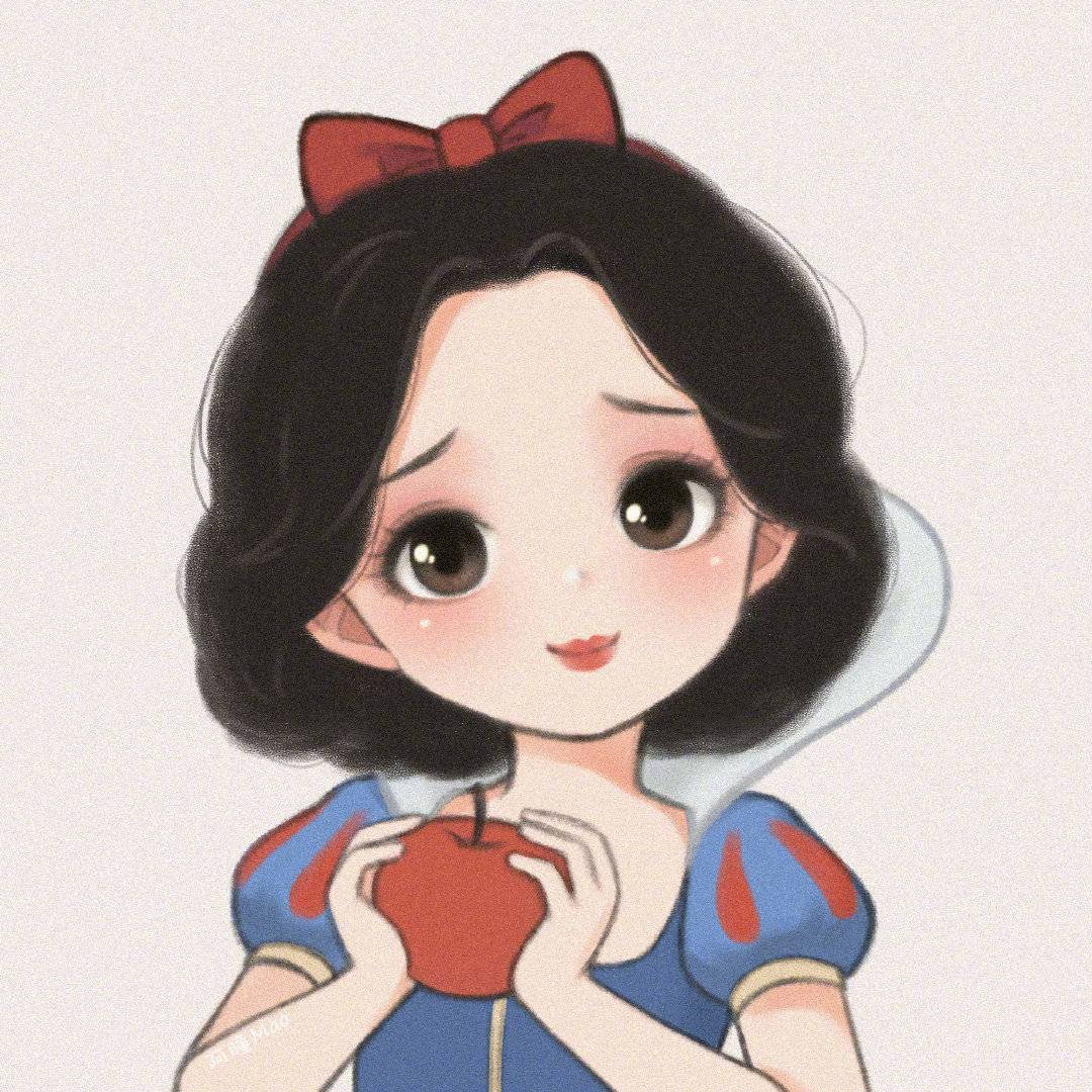 手绘迪士尼公主与王子情侣头像_2