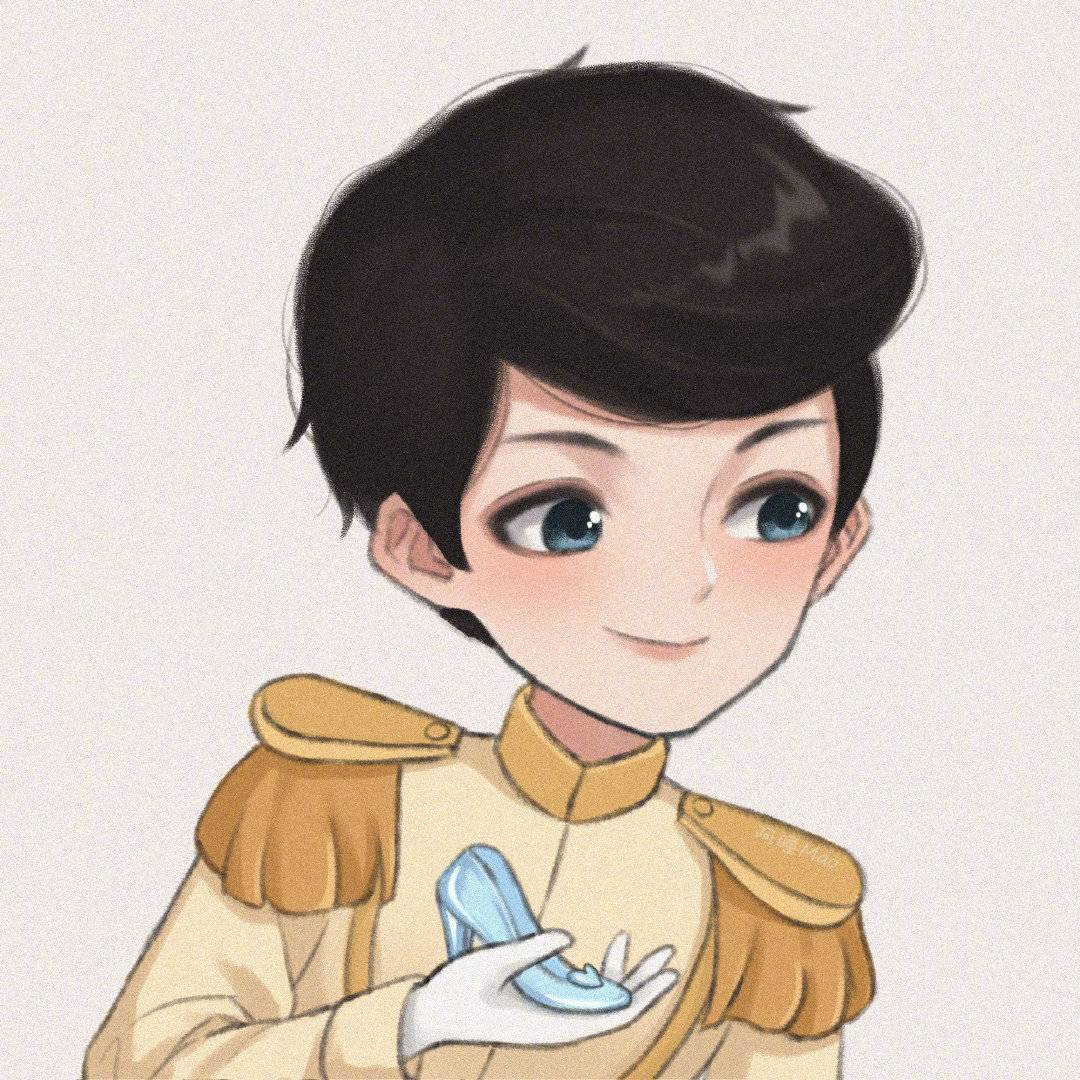 手绘迪士尼公主与王子情侣头像_3