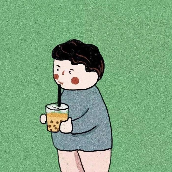二次元情侣男女喝饮料情侣头像_2