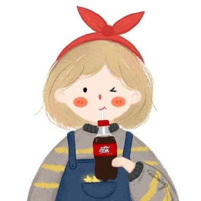 二次元情侣男女喝饮料情侣头像