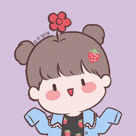 二次元手绘头顶小红花可爱女生闺蜜头像，来自巴辣辣_7