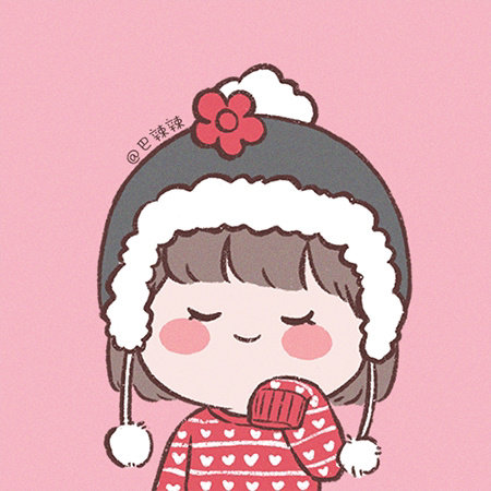二次元手绘头顶小红花可爱女生闺蜜头像，来自巴辣辣_9