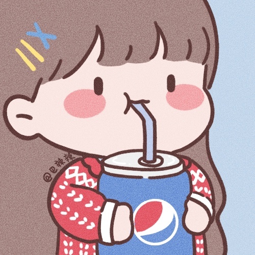 动漫风女生习惯喝饮料旺仔可口百事头像_2