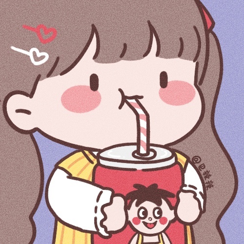 动漫风女生习惯喝饮料旺仔可口百事头像_5