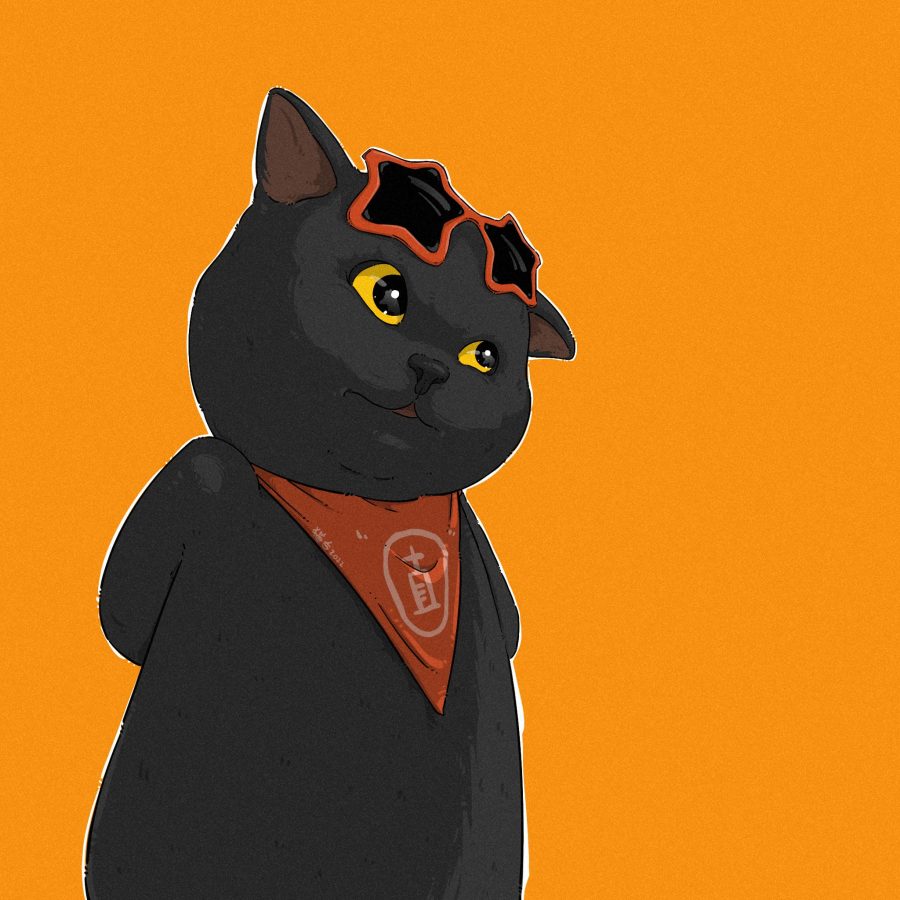 黑猫送礼给白猫一条小鳄鱼 情侣动物头像_1