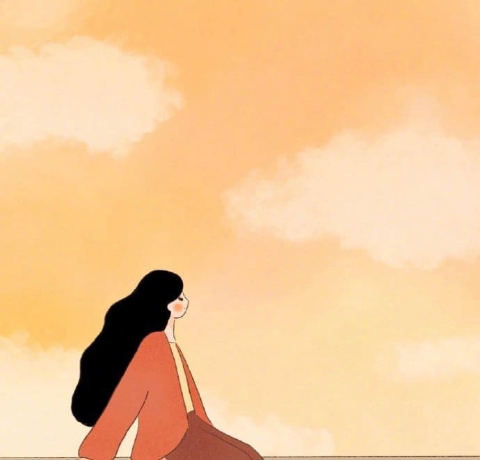 长发卡通漫画风女头 热爱生活_7