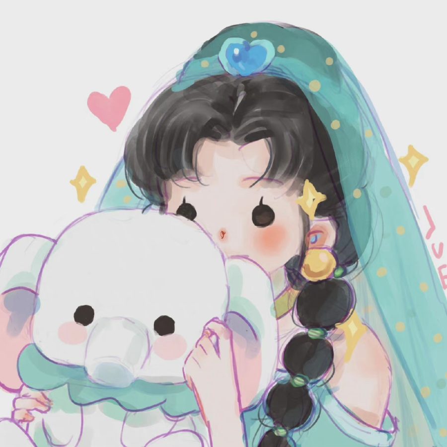 手绘可爱迪士尼公主抱着布偶女生头像,作者颜王陛下_8