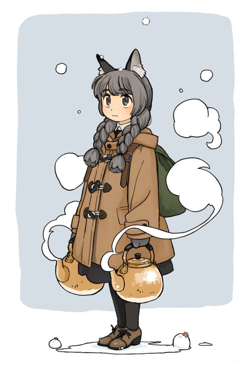 动物耳朵可爱女生二次元插画，日本赤井さしみ_1