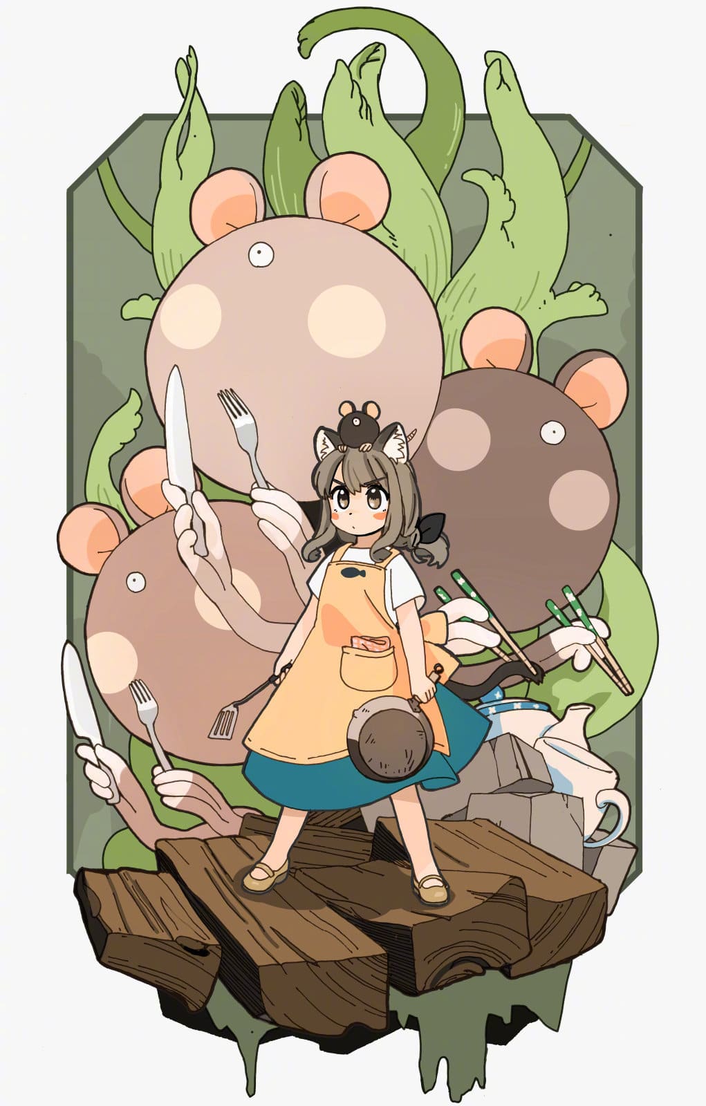 动物耳朵可爱女生二次元插画，日本赤井さしみ_9