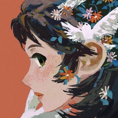 插画油画风神仙情侣头像