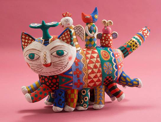 日本陶土蜈蚣招财猫 樱井真美子作品_1