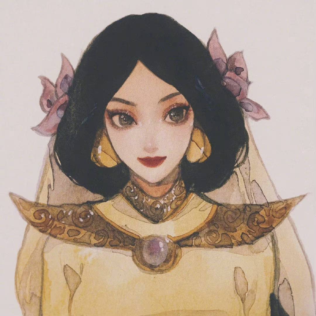 手绘版戴头纱的迪士尼公主女生闺蜜头像大全_9