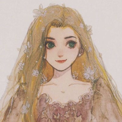 手绘版戴头纱的迪士尼公主女生闺蜜头像大全