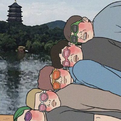 朋友聚会合照奇葩个性拍照姿势二次元