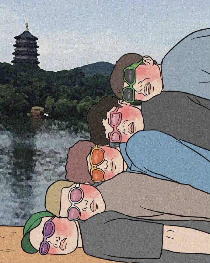 朋友聚会合照奇葩个性拍照姿势二次元_4