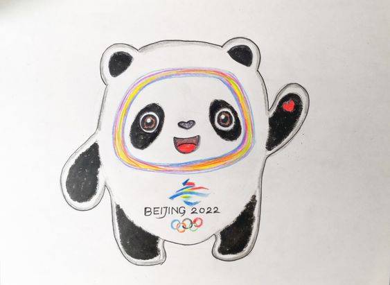 2022冬奥会吉祥物可爱冰墩墩彩色简笔画图片大全_4