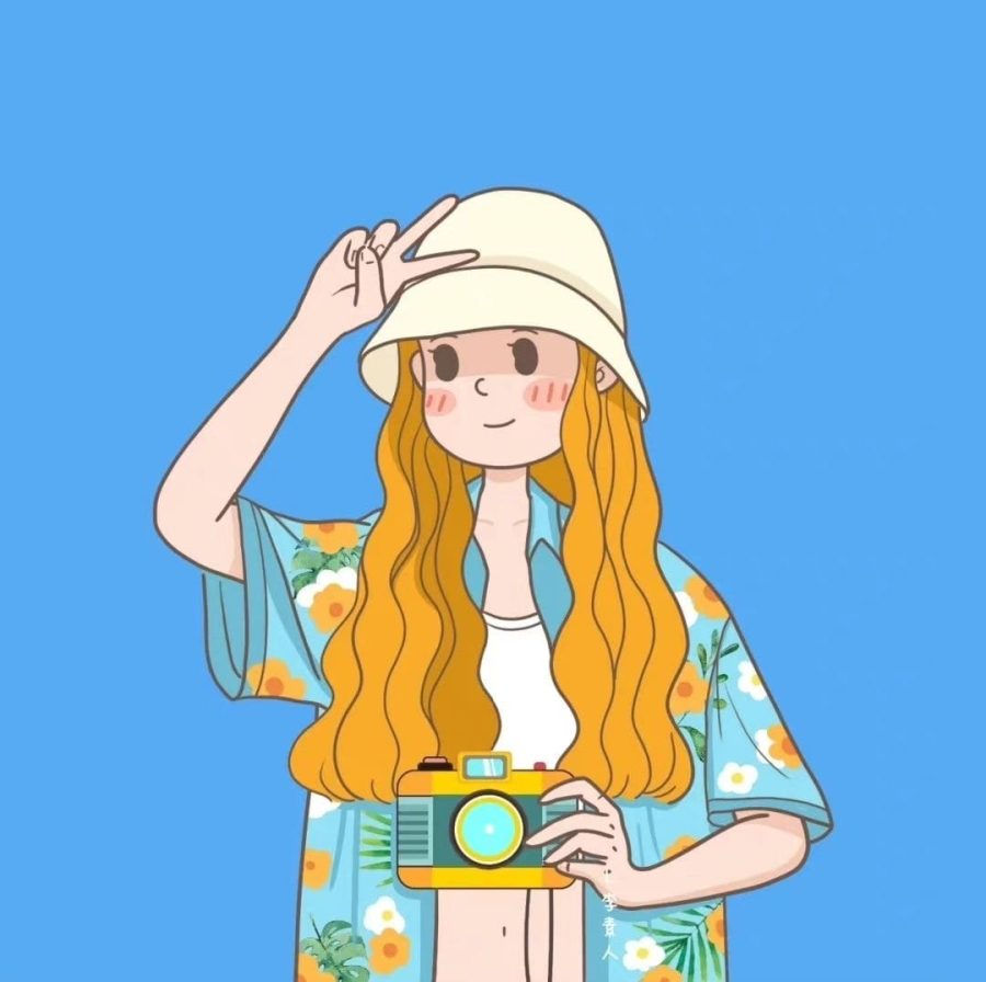 手绘卡通夏装情侣头像 夏天摄影吃西瓜情头_3
