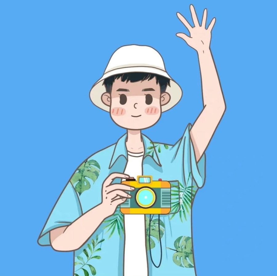 手绘卡通夏装情侣头像 夏天摄影吃西瓜情头_7