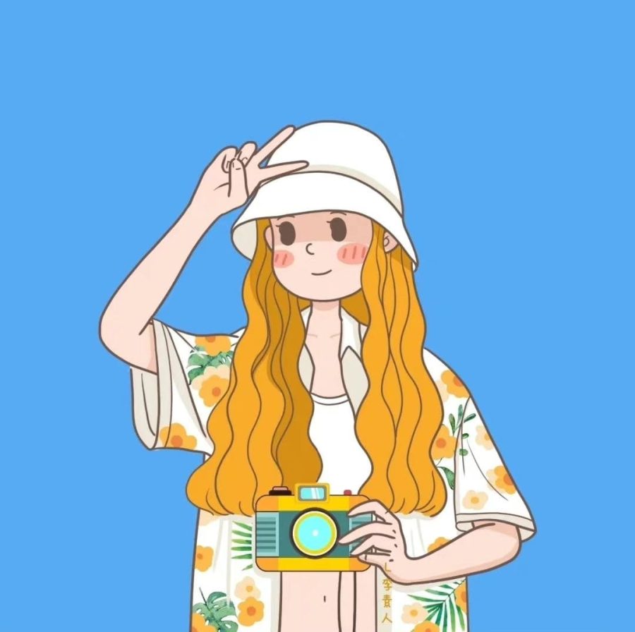 手绘卡通夏装情侣头像 夏天摄影吃西瓜情头_9