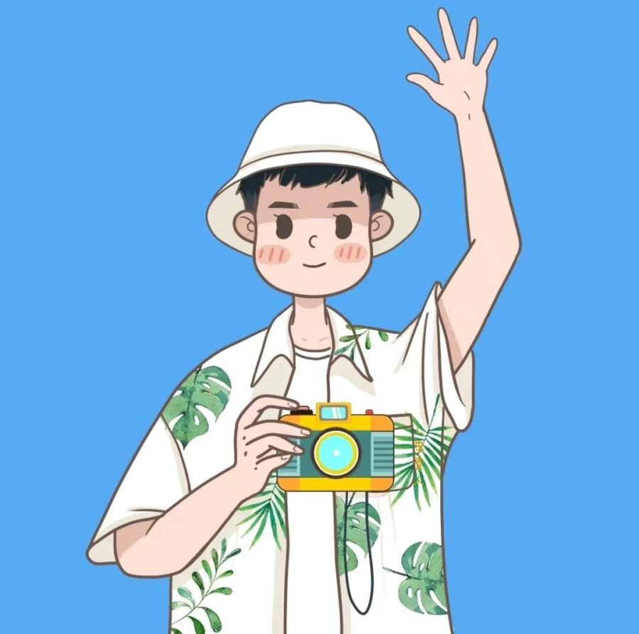 手绘卡通夏装情侣头像 夏天摄影吃西瓜情头_1