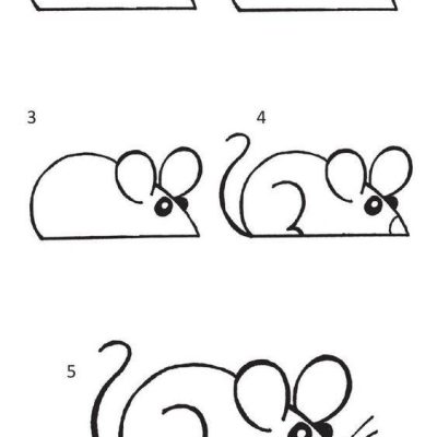 简单动物小老鼠黑白简笔画画法步骤图片