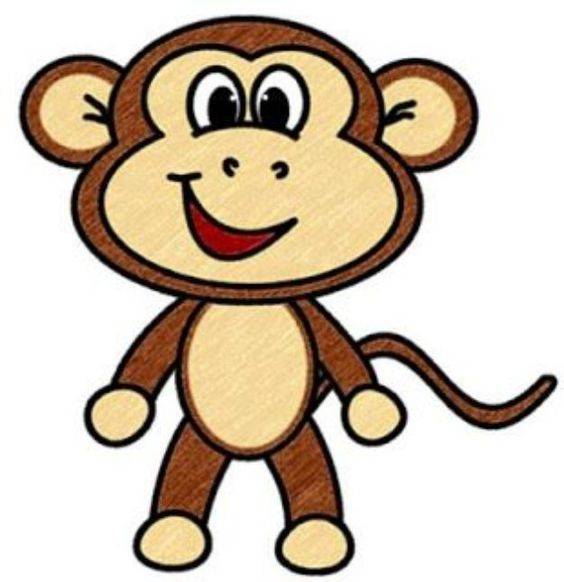 卡通长尾巴猴子monkey彩色简笔画图片大全_7