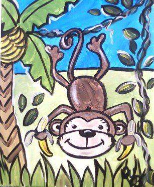 卡通长尾巴猴子monkey彩色简笔画图片大全_1