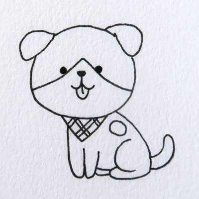 简单的卡通小狗黑白简笔画图片大全
