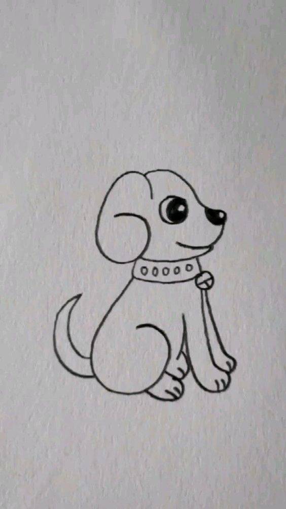 简单的卡通小狗黑白简笔画图片大全_2