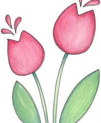 粉色鲜花郁金香花朵简笔画图片大全