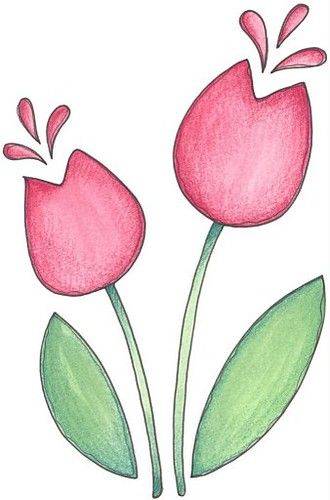 粉色鲜花郁金香花朵简笔画图片大全_8