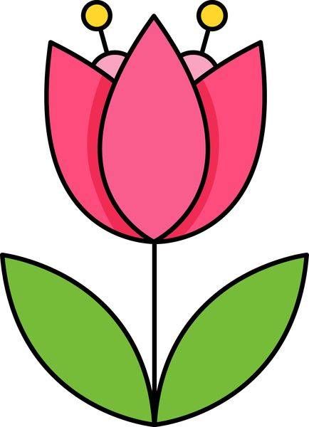粉色鲜花郁金香花朵简笔画图片大全_7