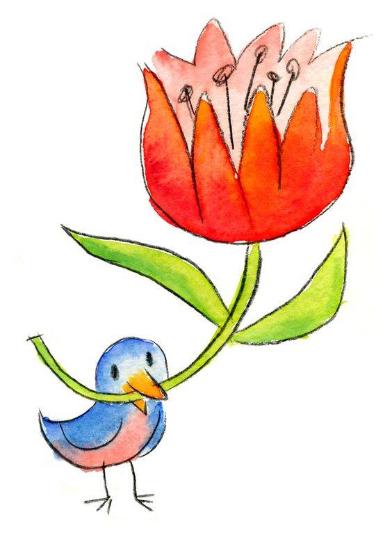 粉色鲜花郁金香花朵简笔画图片大全_6
