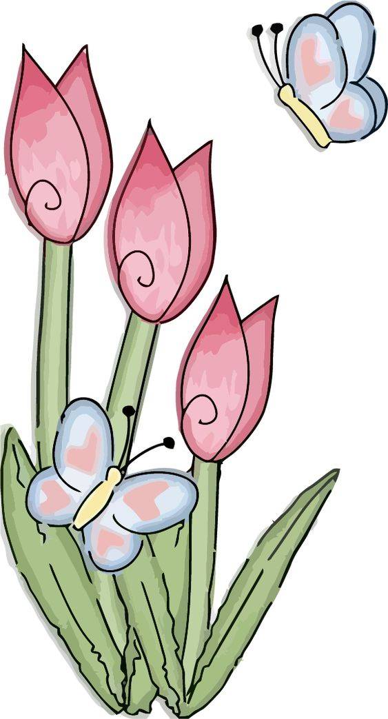 粉色鲜花郁金香花朵简笔画图片大全_2