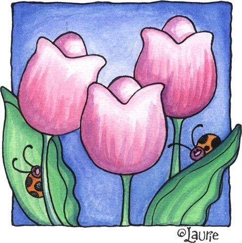粉色鲜花郁金香花朵简笔画图片大全_1